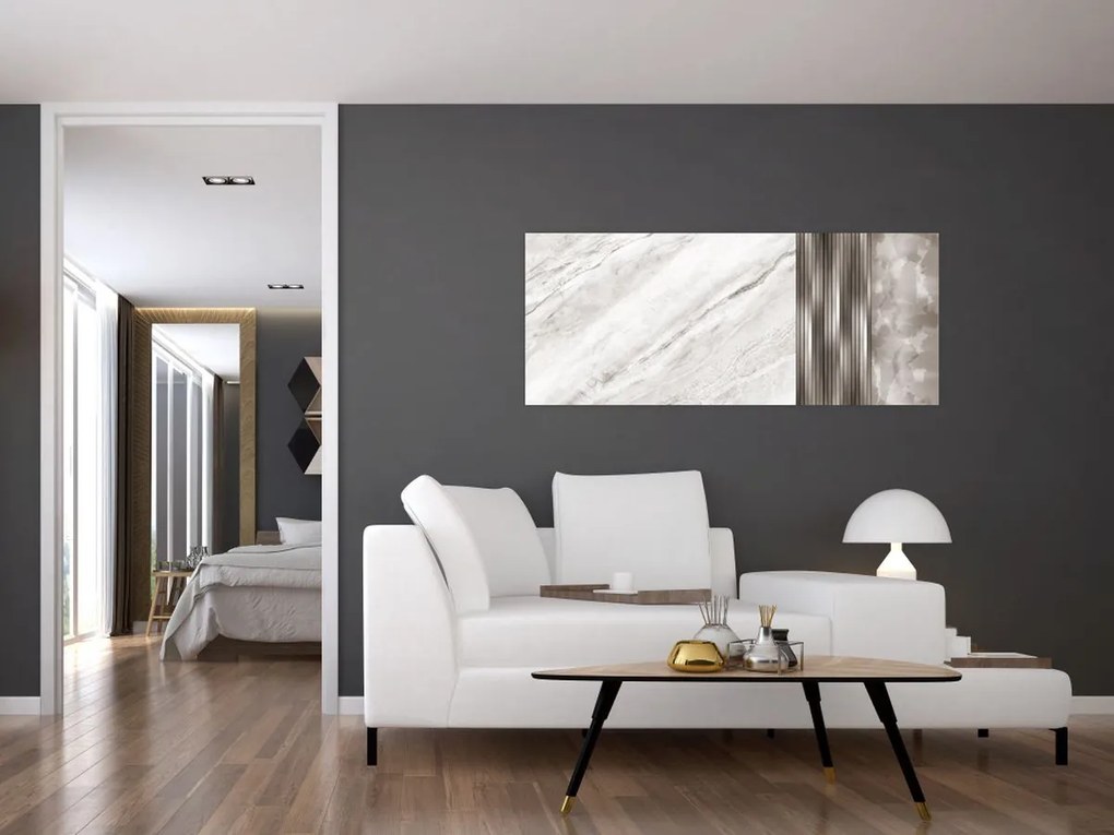 Obraz - Mramor so striebornými linkami (120x50 cm)