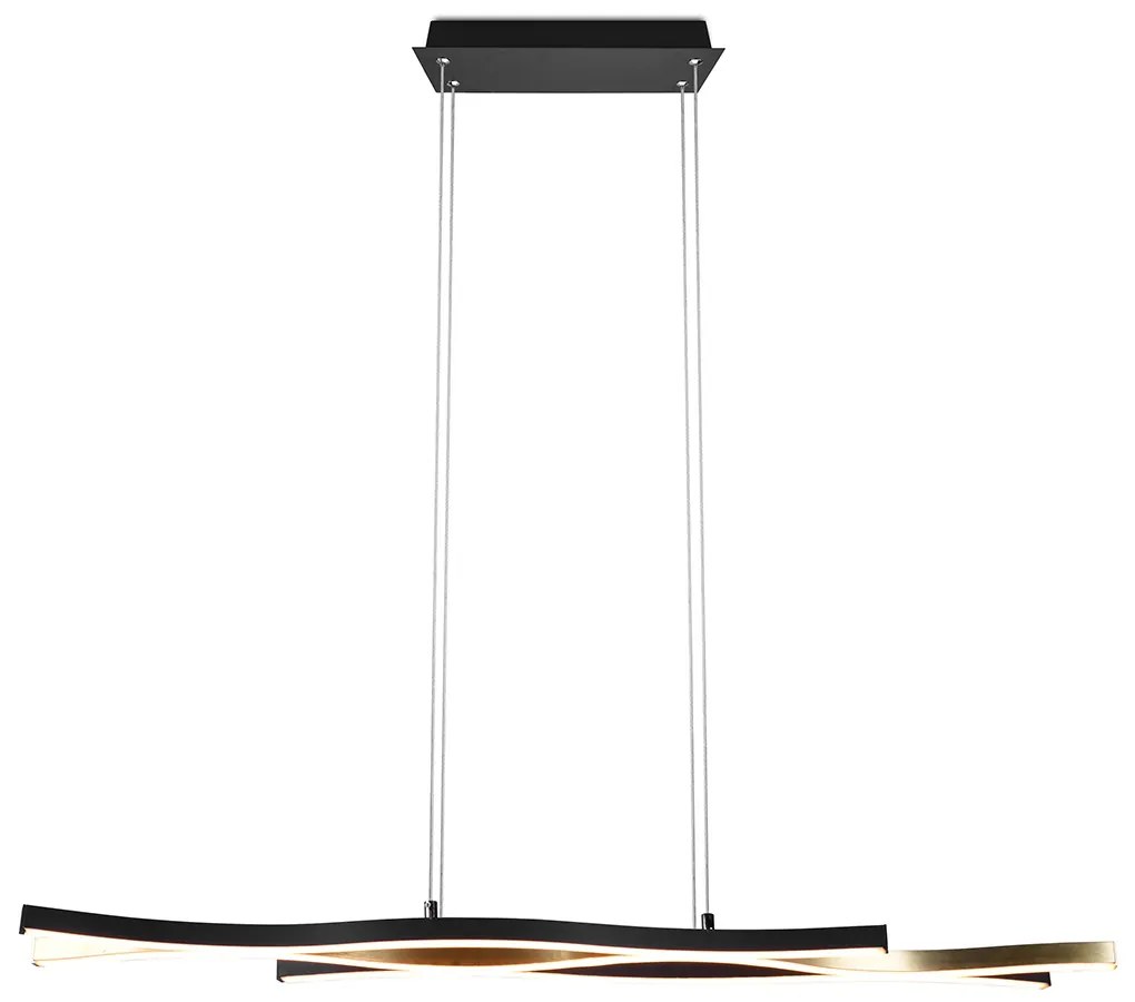Design hanglamp zwart met goud incl. LED dimbaar - Blaze