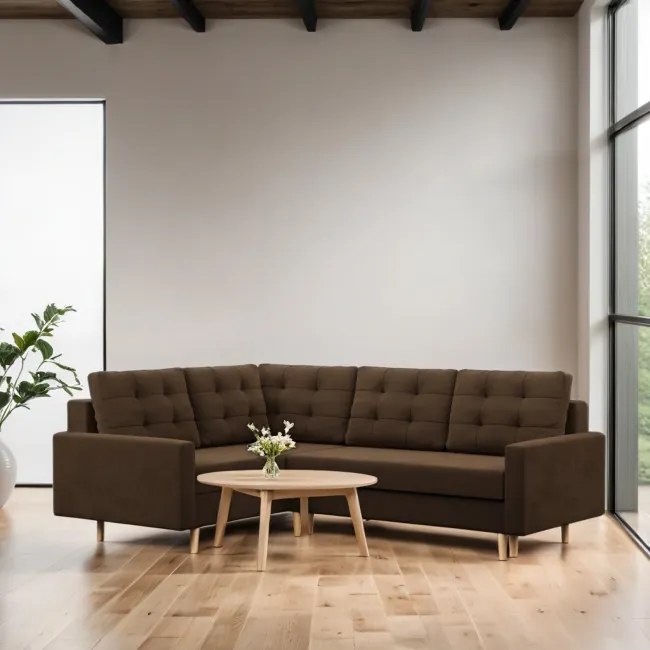 Rohová rozkladacia sedačka BLANK Comfort ľavá, hnedá