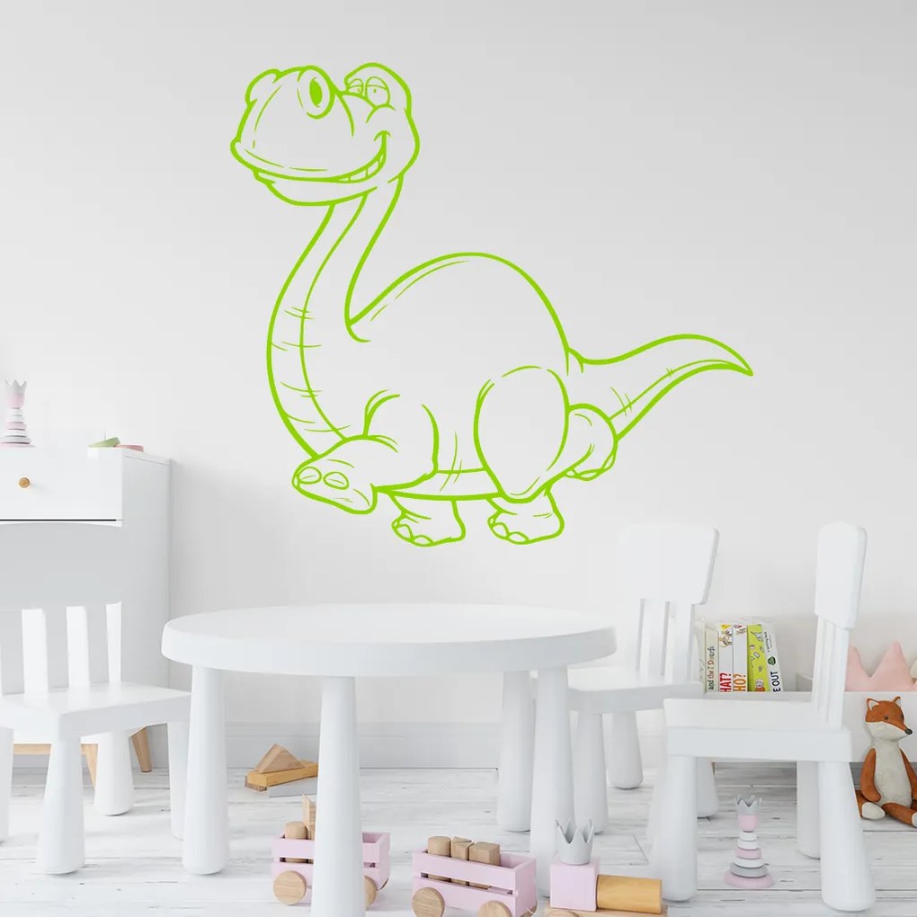 Veselá Stena Samolepka Brontosaurus Farba: zelená, Veľkosť: 80 x 76 cm