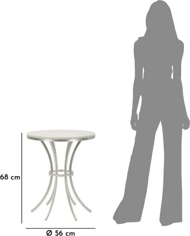 Odkladací stolík Istanbul 56 cm strieborný/mramor