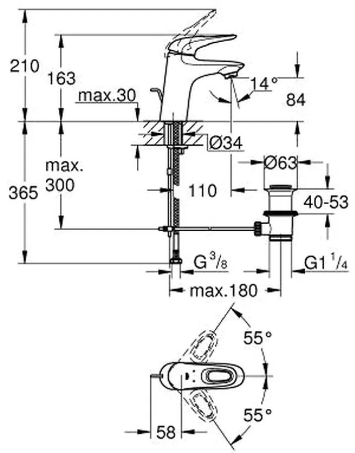 GROHE Eurostyle - Páková umývadlová batéria, veľkosť S, mesačná biela/chróm 33558LS3