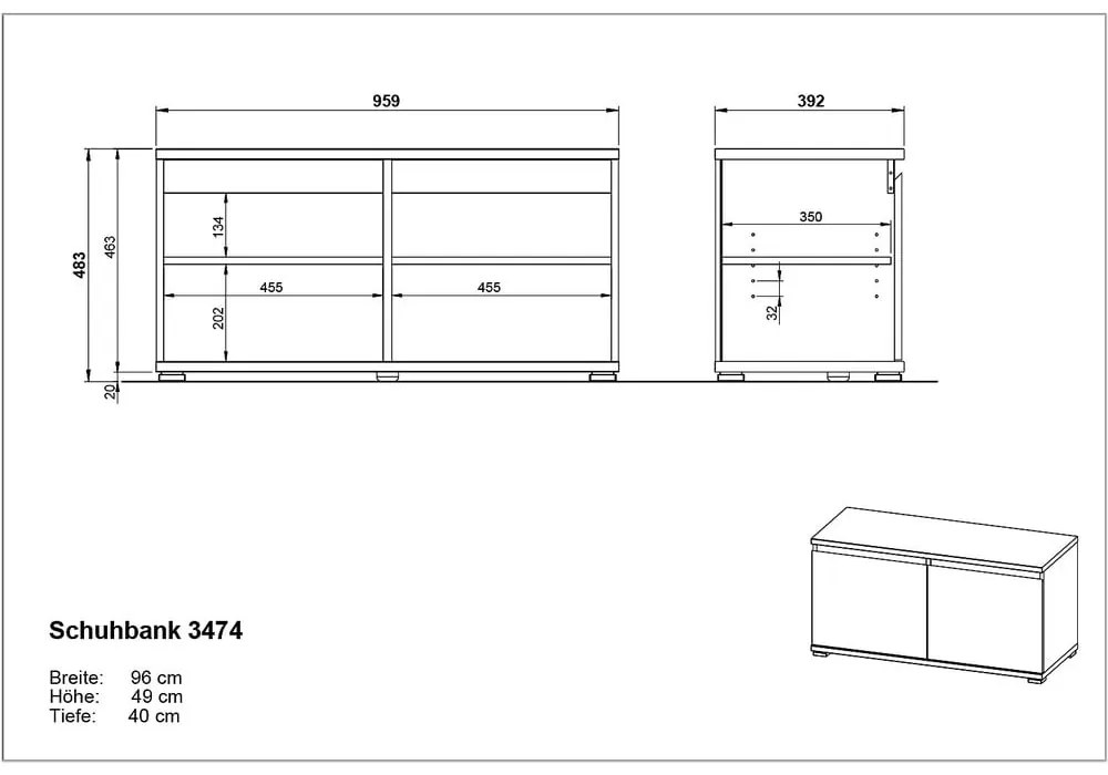 Skrinka na topánky v dekore buka s lavicou Lissabon - Germania