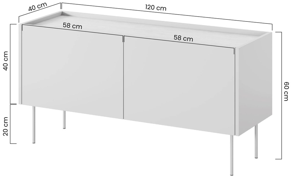TV stolík Desin 120 cm - čierny mat / dub nagano