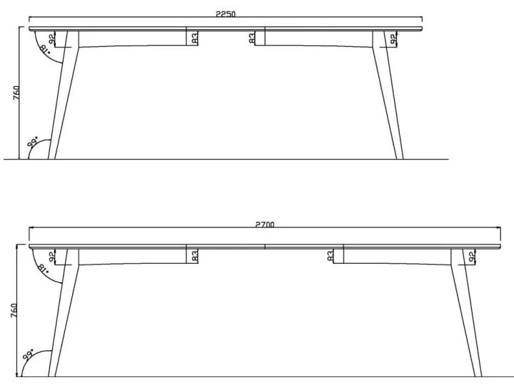 Rozkladací jedálenský stôl Actona Marte, 180 x 102 cm