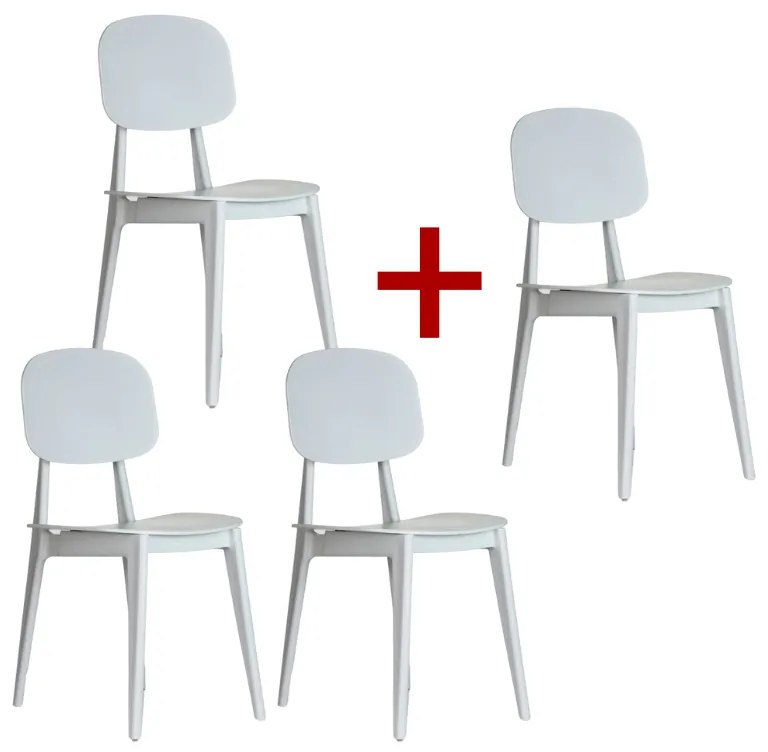 Plastová jedálenská stolička SIMPLY 3+1 ZADARMO, biela