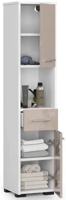 Kúpeľňová skrinka FIN 2D 1SZ 1W cappuccino, lesk