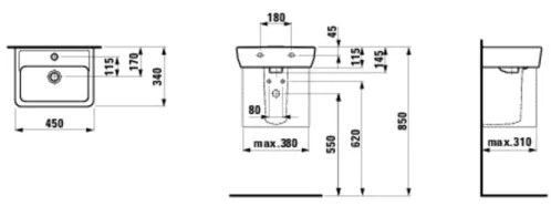 LAUFEN H8119510001041 - Umývadlo na dosku/závesné PRO 45x34 cm keramika/biela
