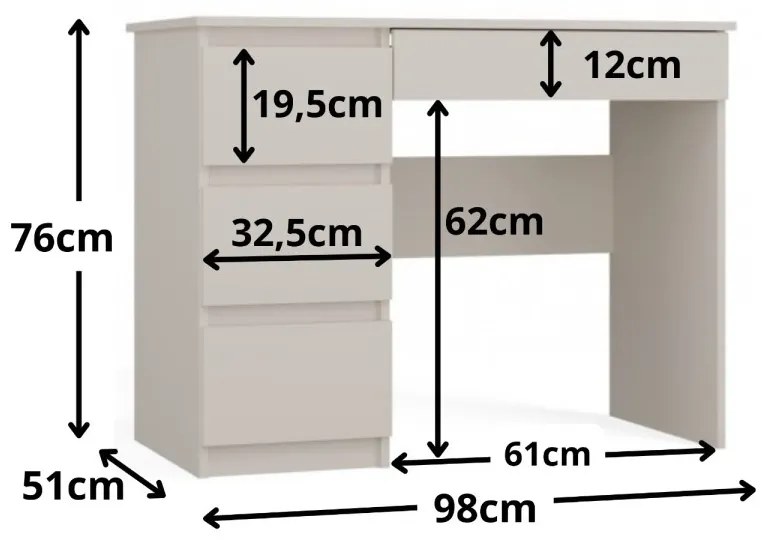 Psací stůl MIJAS 98 cm kašmír levý