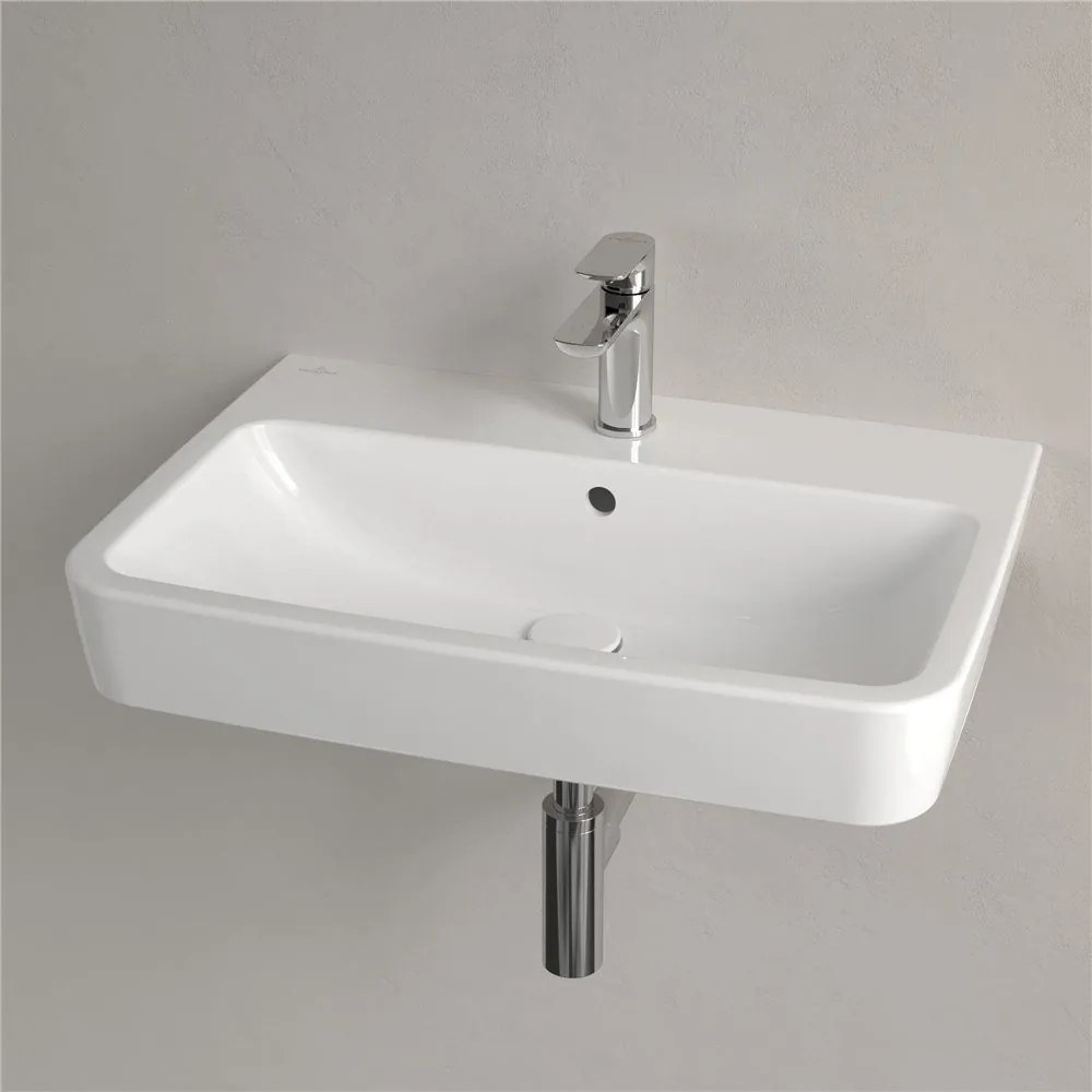 VILLEROY &amp; BOCH O.novo závesné umývadlo s otvorom (zadná a spodná strana brúsená), s prepadom, 650 x 460 mm, biela alpská, s povrchom AntiBac a CeramicPlus, 4A41KGT2