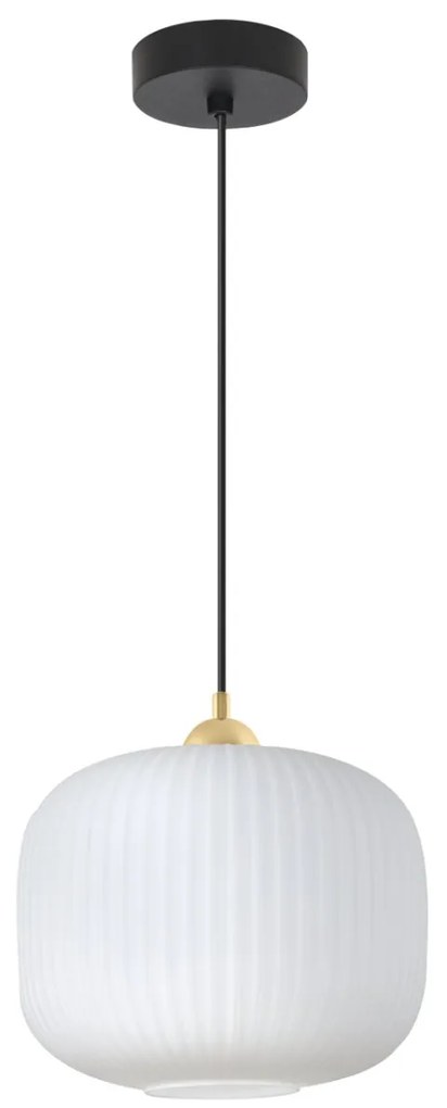 Závesné svietidlo Riffle 3, 1x biele sklenené tienidlo, b/g