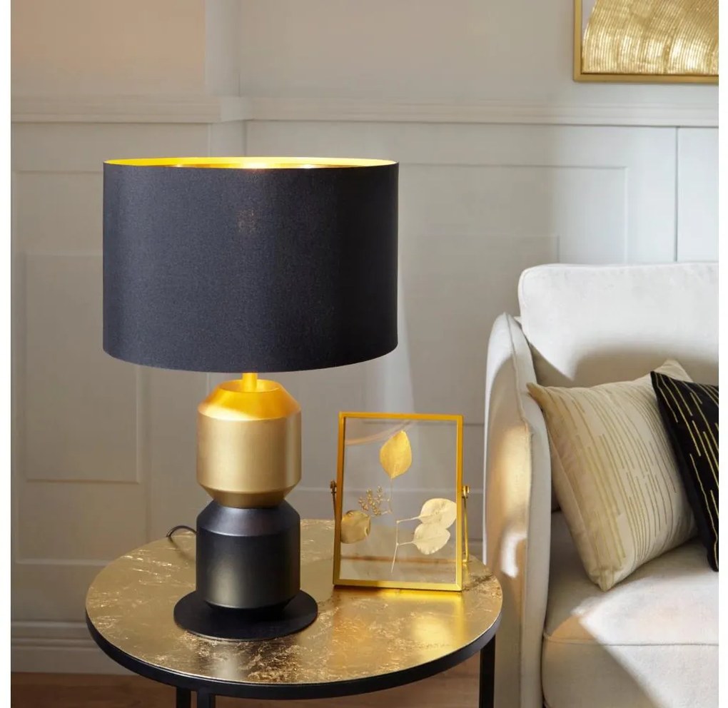 Eglo 390188 - Stolná lampa LAURIGNANO 1xE27/40W/230V čierna/zlatá