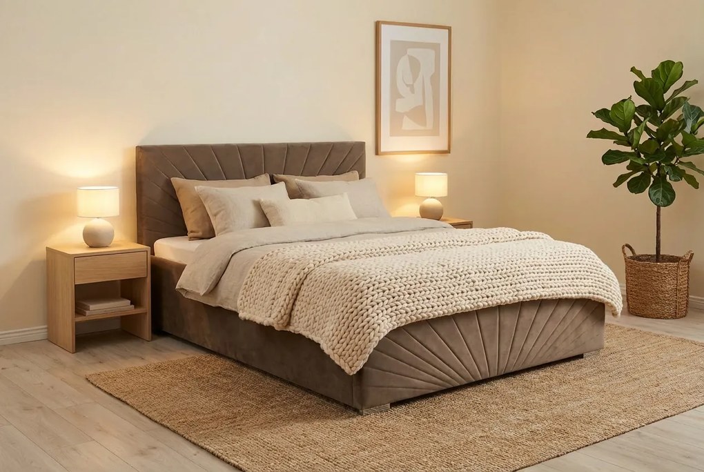 Postel OLEG 160x200 cm Cappuccino S matracom