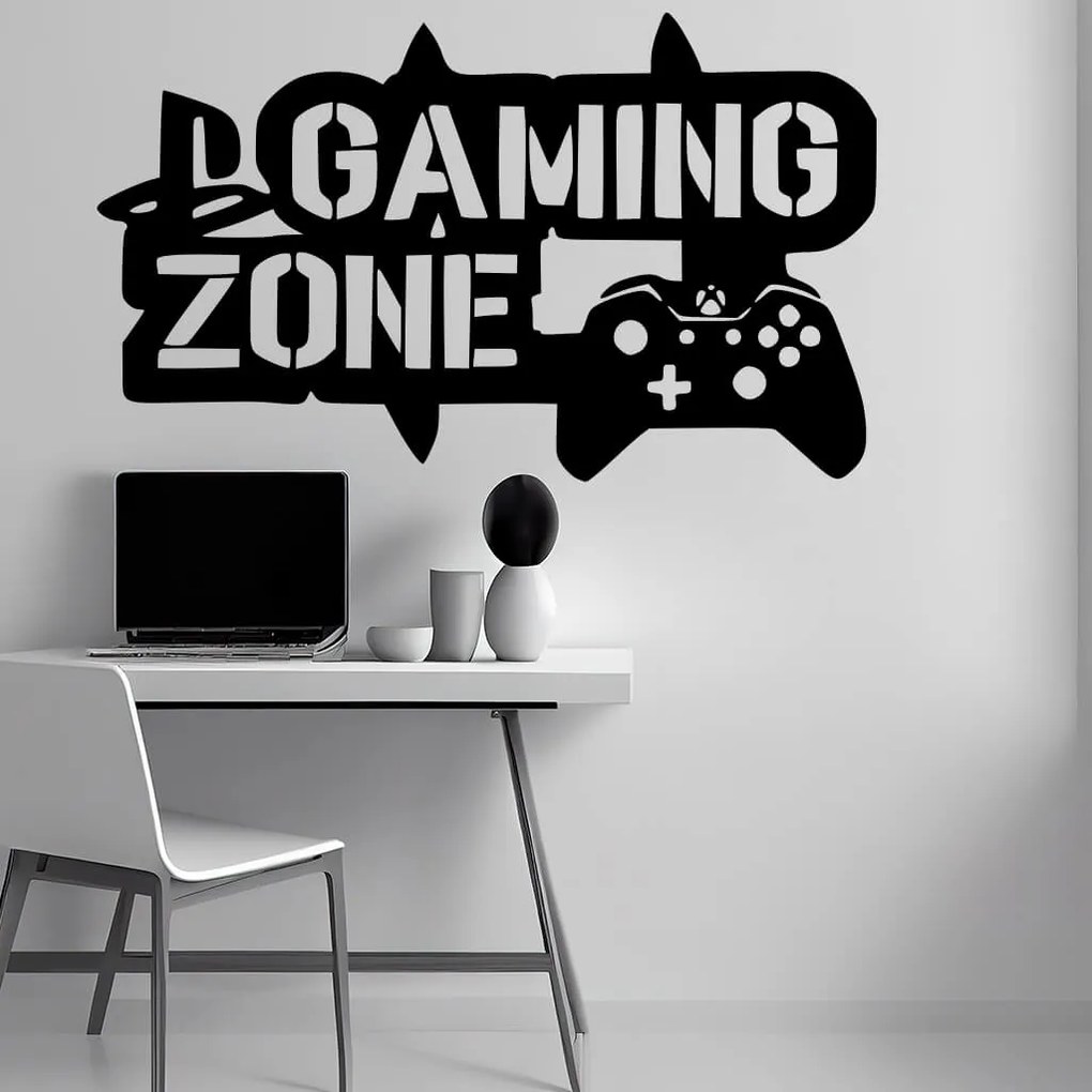 Veselá Stena Samolepka na stenu na stenu Gaming zone Farba: černá
