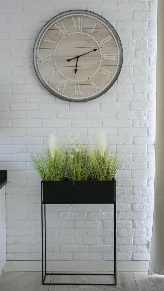 KOVOVÝ KVETINÁČ SO STOJANOM RECT 90X24X64 CM ČIERNA