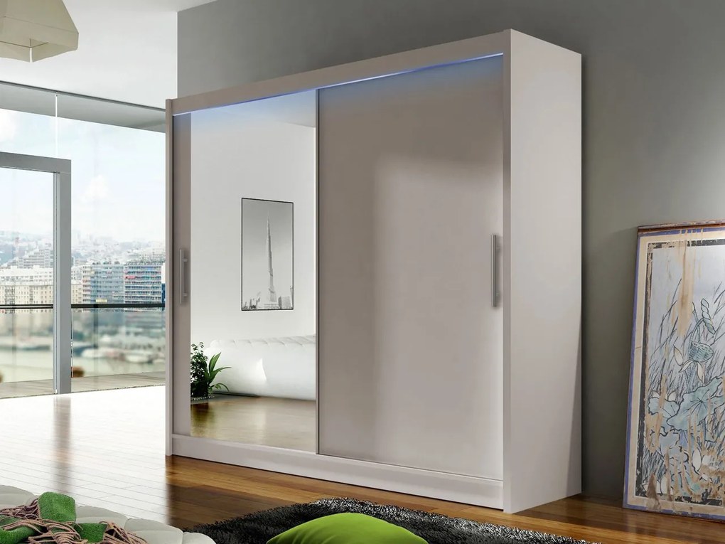 Šatníková skriňa London VI, Farby: kašmír, Osvetlenie: osvetlenie LED RGB - farebné