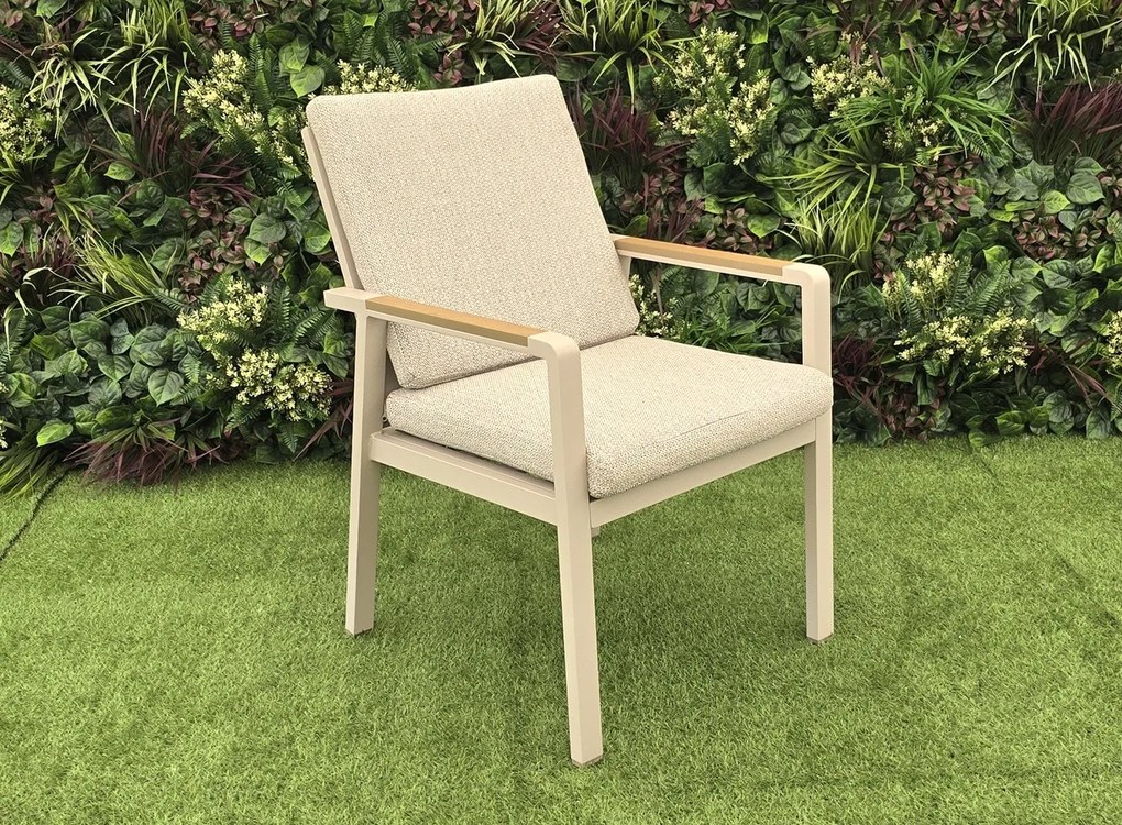 Záhradná jedálenská stolička EMOT krémová WPC