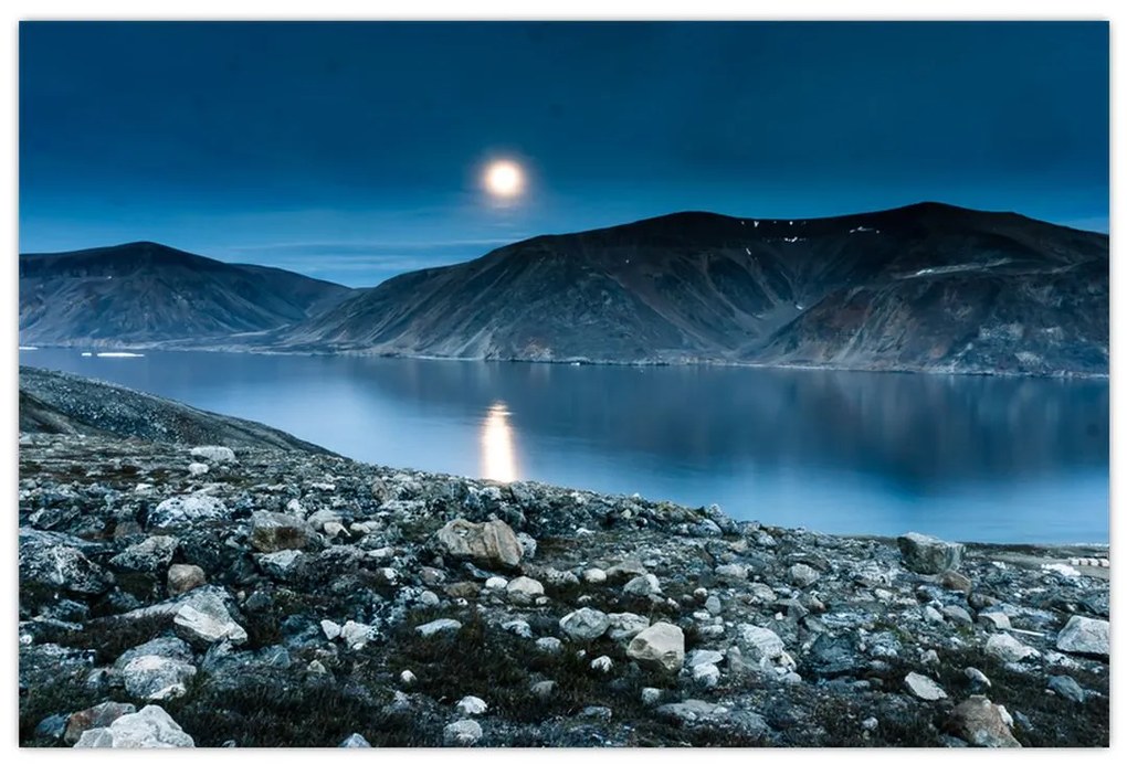 Obraz nočné krajiny, Island (90x60 cm)