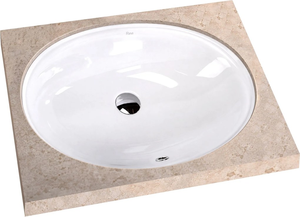 Rea Niva, oválne umývadlo pod dosku, 59.5 × 40.5 cm, biela lesklá, REA-U3588