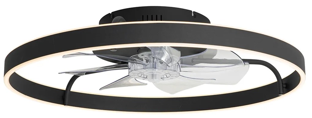 Stropný ventilátor čierny 70 cm vrátane LED stmievateľný s diaľkovým ovládaním - Maddy