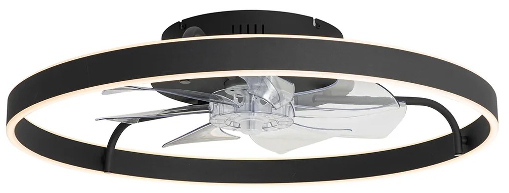 Stropný ventilátor čierny 70 cm vrátane stmievateľnej LED s diaľkovým ovládaním - Maddy