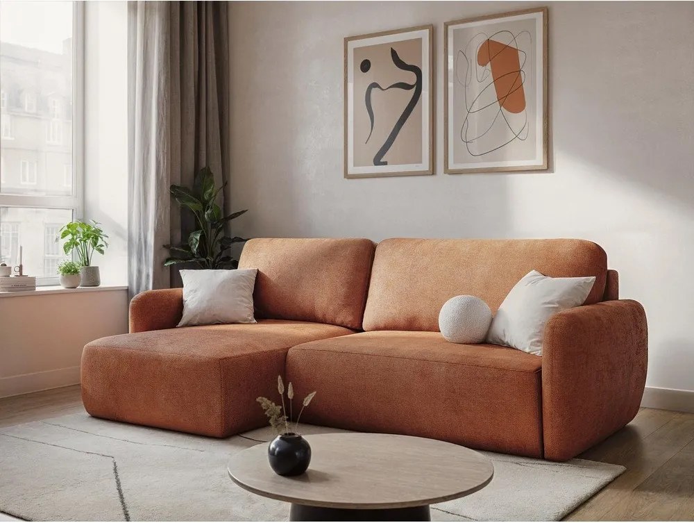 Krémová ženilková rozkladacia/s úložným priestorom pohovka 218 cm Lilo – Makamii