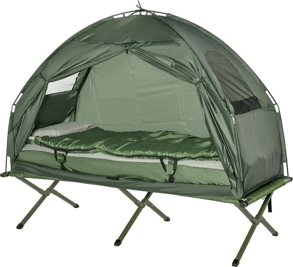 SoBuy Posteľ s Stanom Pop-Up s Hlavným Motorom, Matrac, Prenosná Taška, Spací Vak, Nepremokavá Camping Posteľ, Extra Široká Vonkajšia Camping Posteľ,