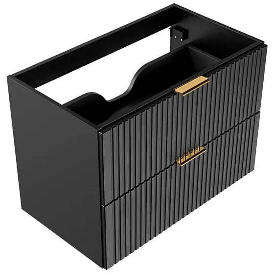 Závesná skrinka Casad s doskou a umývadlom 60 cm čierna