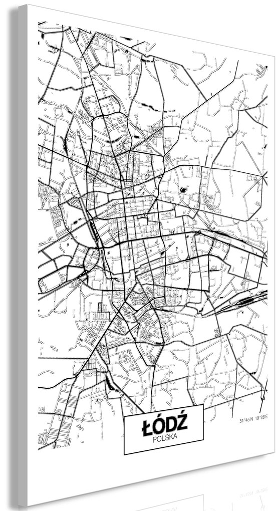 Artgeist Obraz - City Plan: Lodz (1 Part) Vertical Veľkosť: 60x90, Verzia: Na talianskom plátne