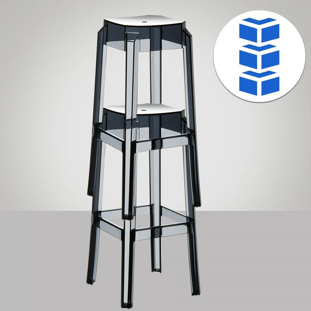 Plastová barová stolička FOX - Čierna transparent