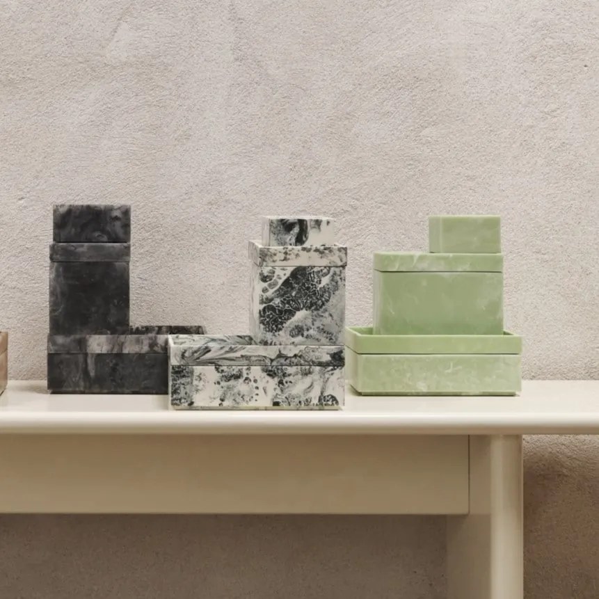 Ferm Living Úložný box Mist Emerald Off-white 7,5 × 10 cm