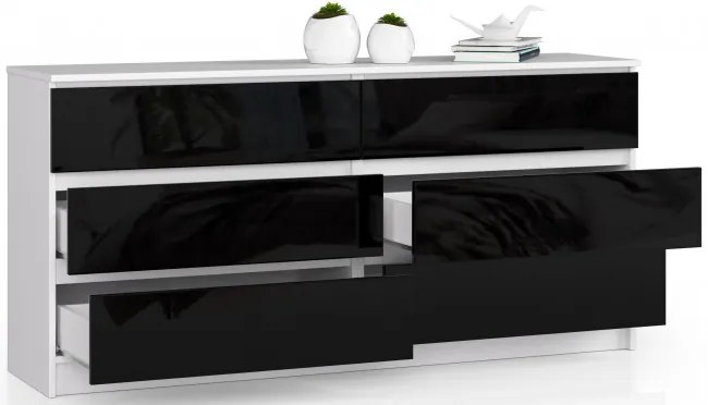 Komoda K160 6SZ CLP čierna, lesk