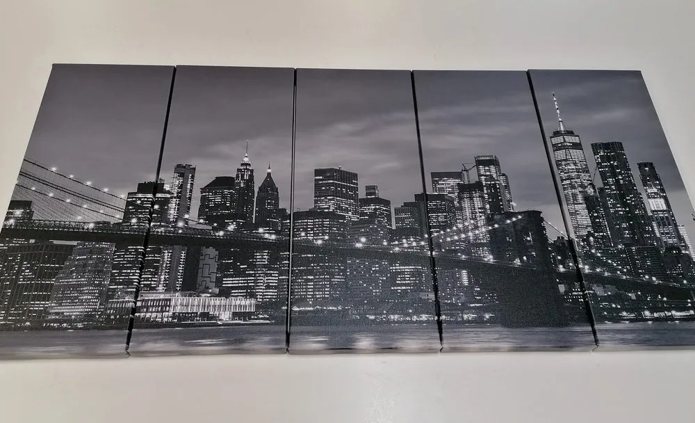 5-dielny obraz očarujúci most v Brooklyne v čiernobielom prevedení Varianta: 100x50