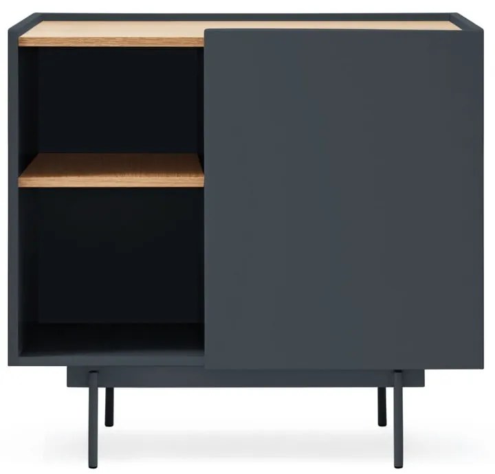 Nízka komoda v dekore duba v antracitovo-prírodnej farbe 90x78 cm Otto – Teulat