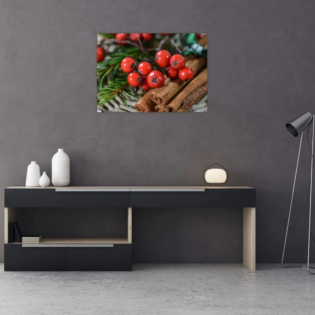Sklenený obraz jarabiny a škorice (70x50 cm)
