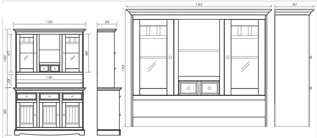 PROXIMA.store - Rustikálny kredenc - nadstavec na komodu 2S.2 - BELLUNO ELEGANTE FARBA: biela - orech