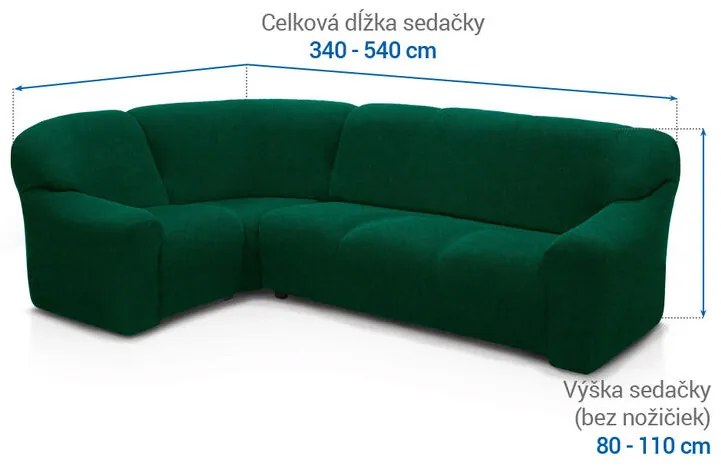 Super strečové poťahy HARMONIA zelená rohová sedačka (š. 340 - 540 cm)