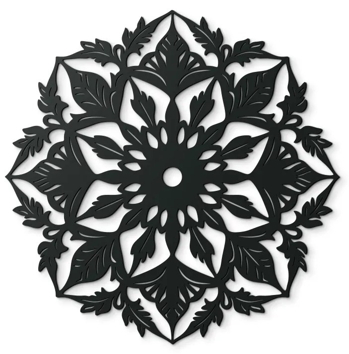 drevko Mandala na stenu Kvetina Rozmer obrazu: 44,5 x 46 cm, Farba dekorácie: Čierna