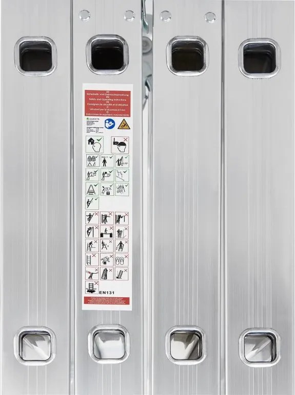 Hliníkový skladací rebrík 3,6 m, 4 dielny, 6 priečok, 150 kg