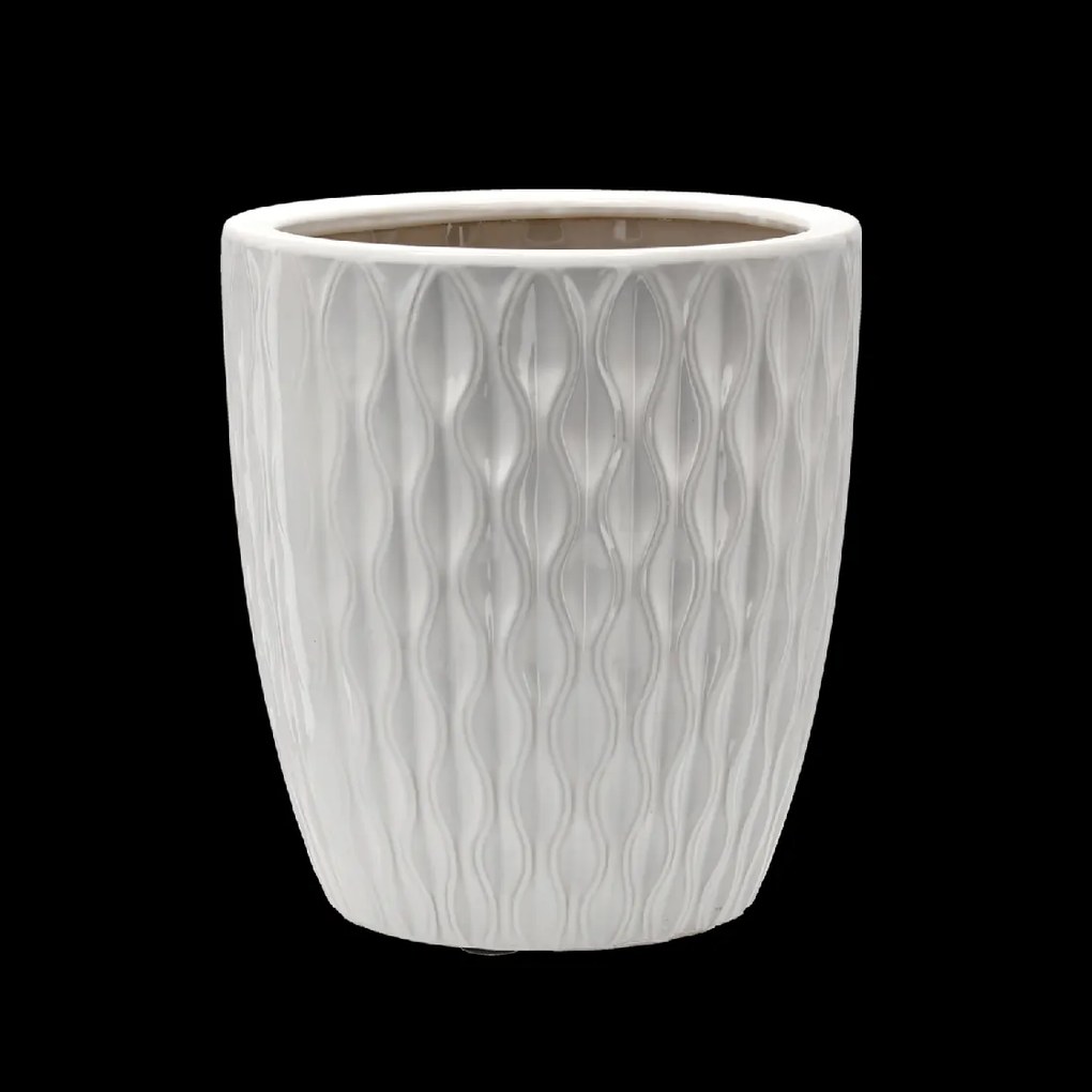 Garden Line KERAMICKÝ OBAL NA KVETINOVÝ KÔŠ 32 x 32 x 35,5 CM, BIELY LESK *2418