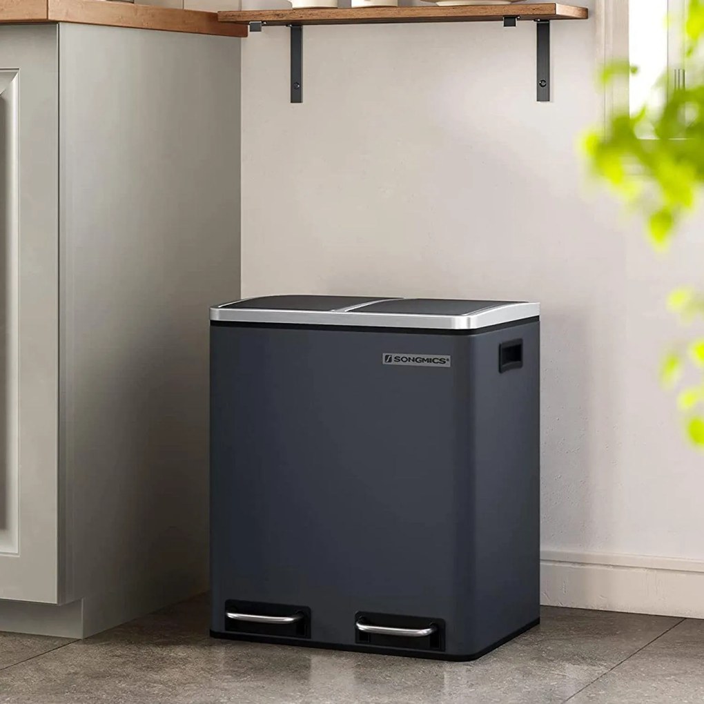 Odpadkový kôš oceľový 2 x 15 l, dymovo sivý