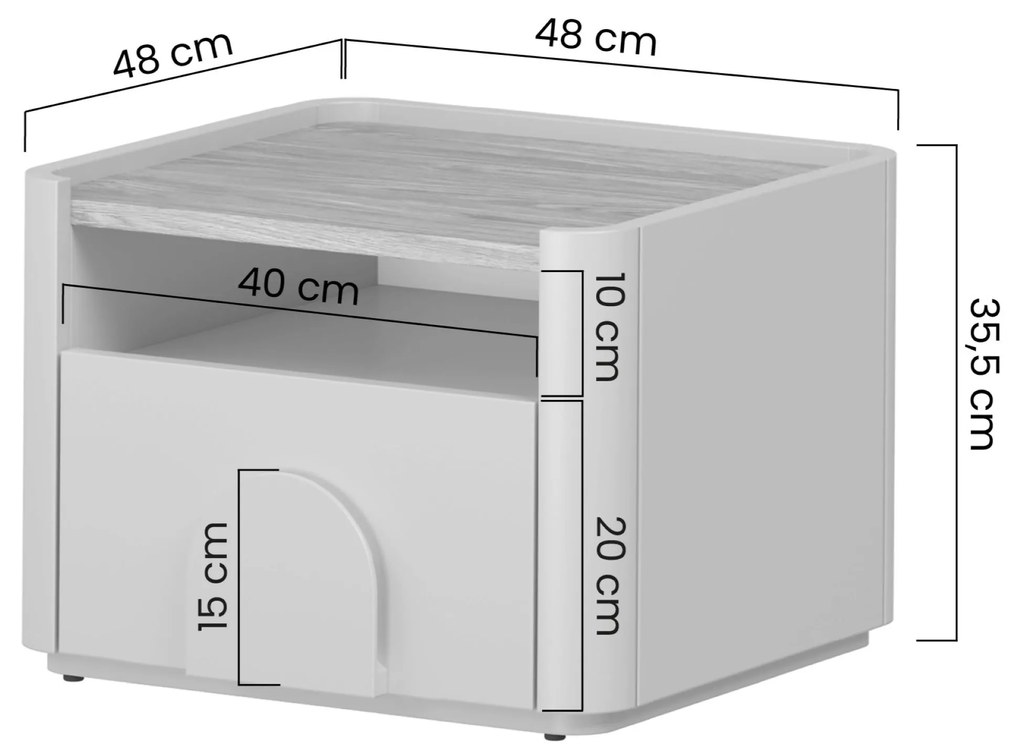 Nočný stolík Amilio 50 cm - eukalyptus / dub baltic dune / dub prírodný