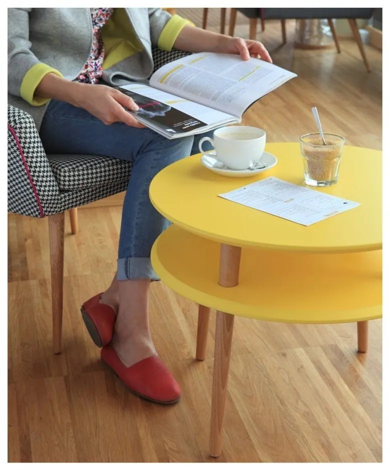 Ružový konferenčný stolík Ragaba UFO, ⌀ 70 cm