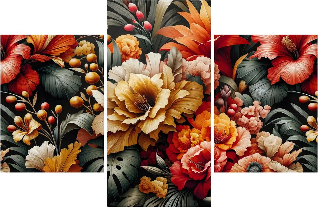 Obraz - Oranžovo-červené kvety (90x60 cm)