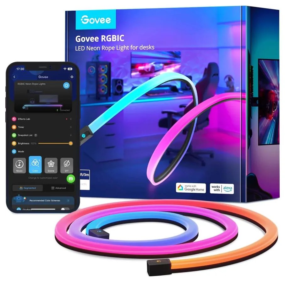Govee - Neon LED podsvietenie pre stôl 3m RGBIC Wi-Fi