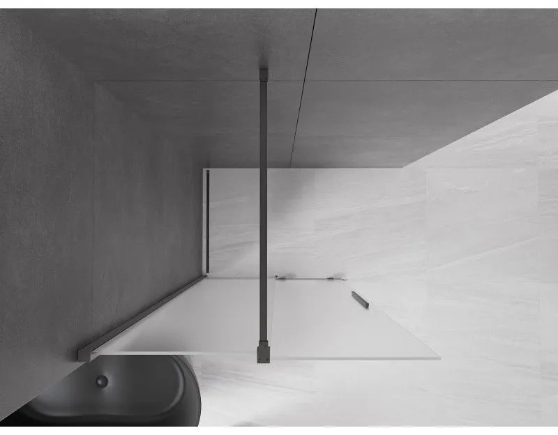 Mexen Velar, sprchová zástena s posuvnými dverami Walk-in 120 x 200 cm, 8mm sklo námraza, brúsený grafit, 871-120-000-33-95