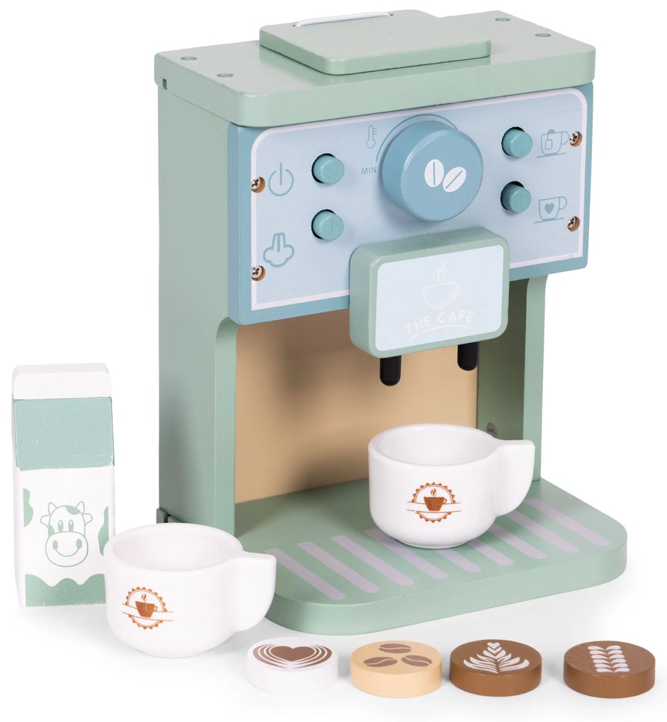 ECOTOYS Drevený detský kávovar - baristický set 8 dielov