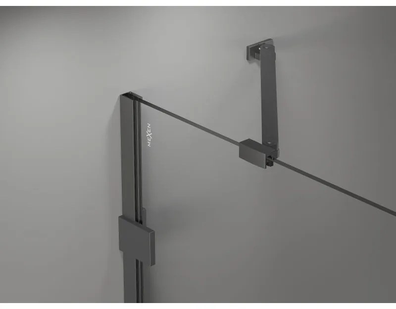 Mexen, Mexen Lunar pravé otočné sprchové dvere 115 cm, transparentné, pištoľový kov - 834-115-000-95-00-P