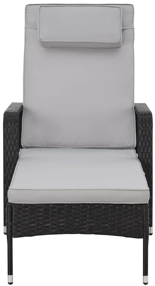 Polohovateľné ratanové lehátko BestBerg BBRF-1142BL / čierna/sivá