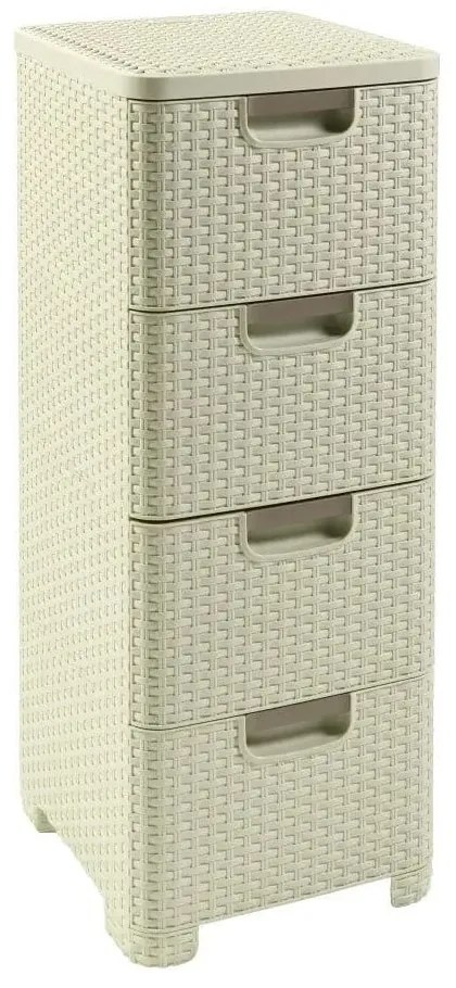 Krémová plastová vysoká kúpeľňová skrinka 33x79 cm Rattan – Curver